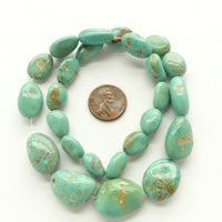 Turquoise, Freeform Nuggets, Graduated Strand, Largest Bead 22x16mm