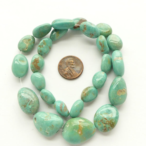 Turquoise, Freeform Nuggets, Graduated Strand, Largest Bead 22x16mm