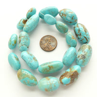 Turquoise, Freeform Elongated Nuggets, Graduated, Largest Bead 25x13mm