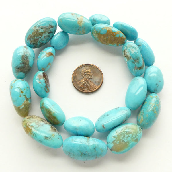 Turquoise, Freeform Nuggets, Graduated Strand, Largest Bead 24x15mm