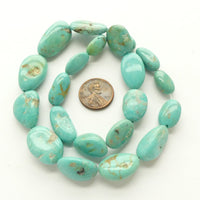 Turquoise, Freeform Flat Nuggets, Graduated Strand, Largest Bead 28x15mm