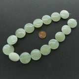New Jade, Coin, Slightly Puffy 25mm Diameter on 16-inch Strands