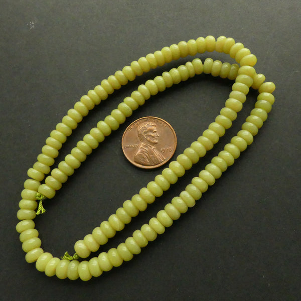 Olive Jade, Rondelles 4x6mm on 16-inch Stands
