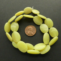 Olive Jade, Flat Ovals 18x12mm on 16-inch Strands