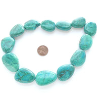 Chrysocolla, Freeform Flat Shapes, Largest 34x24mm on 16-inch strand