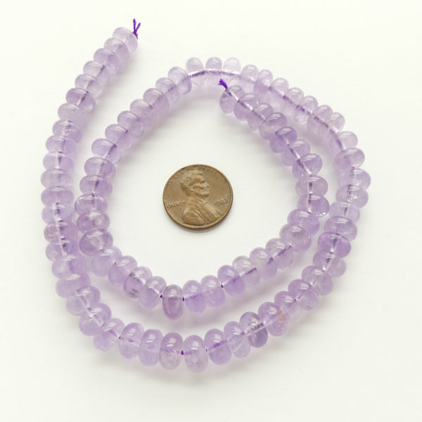 Amethyst, Rondelles 4x9mm on 16-inch Strands