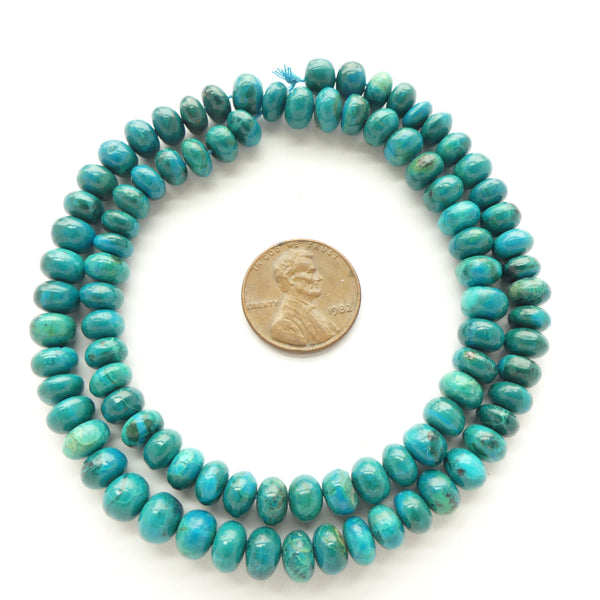 Chrysocolla, Rondelles 4x7mm on 16-nch Strands