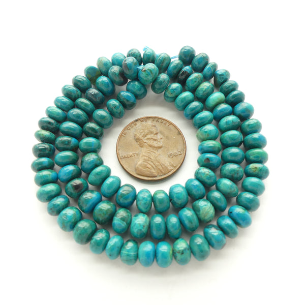 Chrysocolla, Rondelles 3x5mm on 16-inc Strand