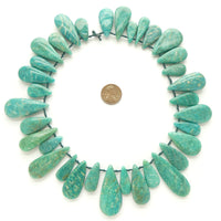 Amazonite, Russian, Strand of Drops in Assorted Sizes 21-44mm Long, 15 inch Strand