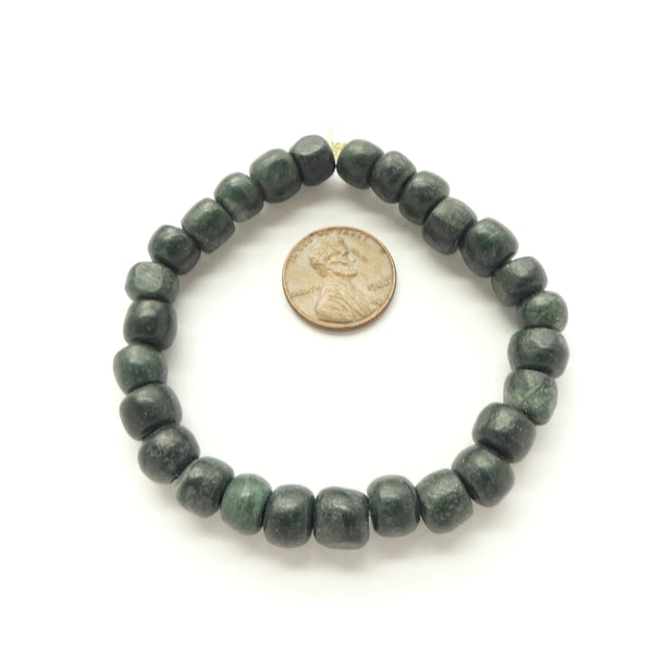 Jade, Guatemalan Greenstone, Small Dark Green 6x9mm Beads on Short Strands
