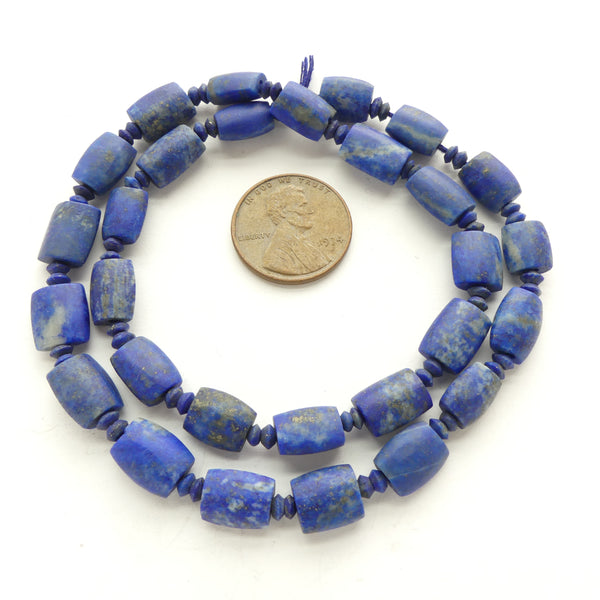 Lapis, Puffy Rectangles, Matte 10x6mm with 2x3mm Rondelles, 15-inch Strands