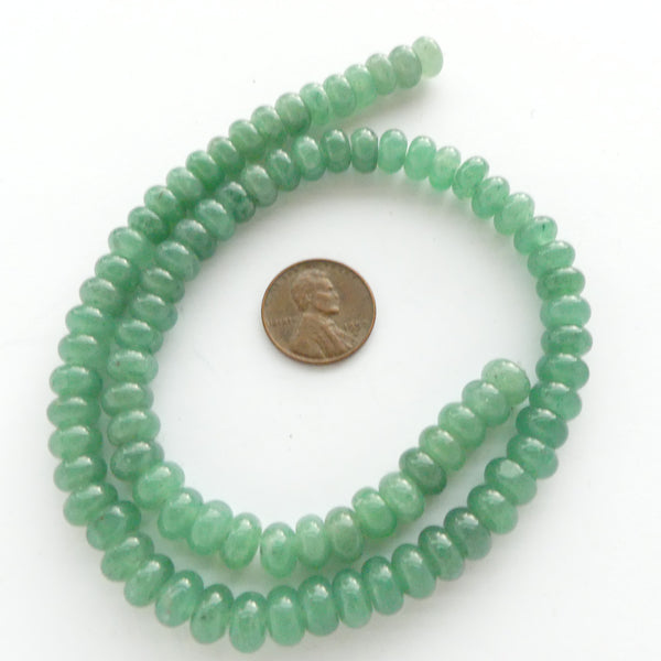 Green Aventurine, Rondelles 6x9mm on 16-inch Strands