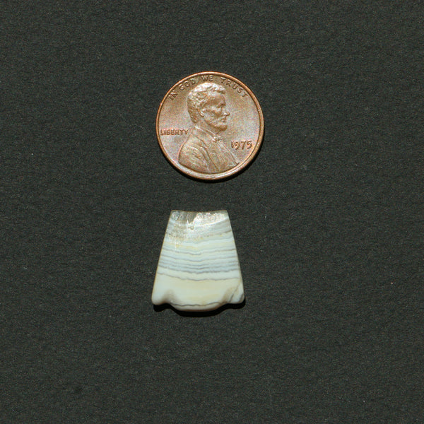 Ancient Amulet, White and Grey Finely Banded Age, 10mm wide at the top where the hole is
