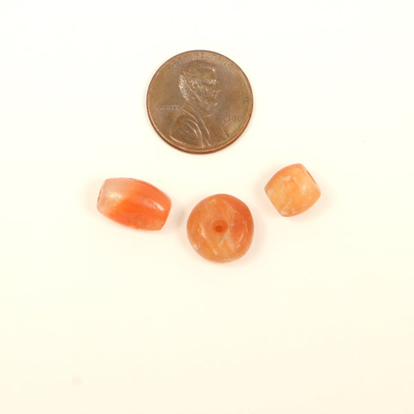 Ancient, Tairona Pre-Columbian Carnelian Beads, Set of 3
