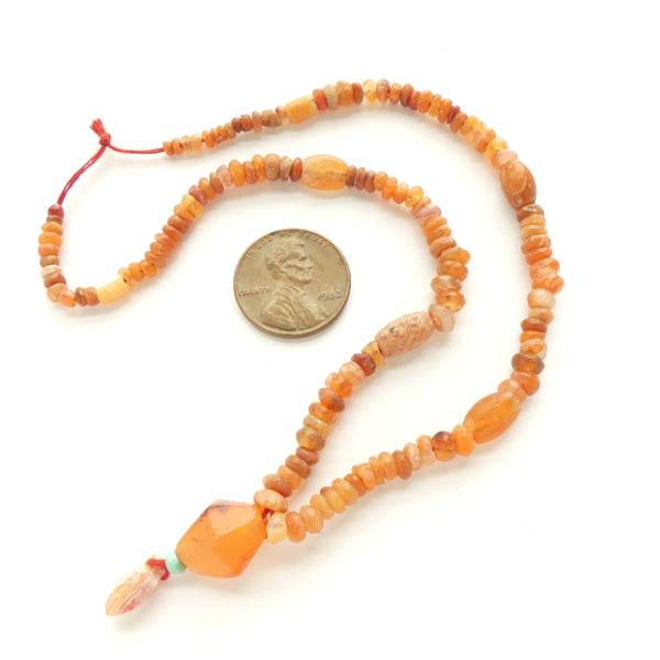 Ancient, Bactrian Bronze Age Carnelian from Afghanistan, 15-inch Strand