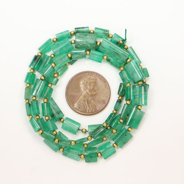 Emerald, Natural Colombian Smooth Rectangle Beads, 5x2 to 14x6mm, 20-inch Strand