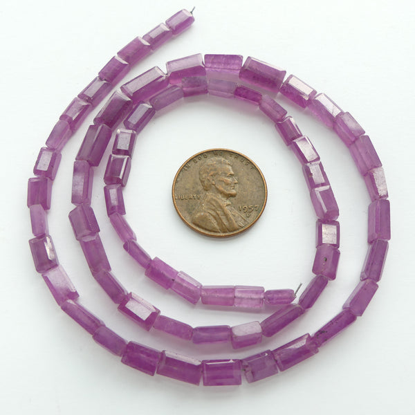 Ruby, Natural Faceted Rectangles, Slightly Graduated Strand 17.5 inches long