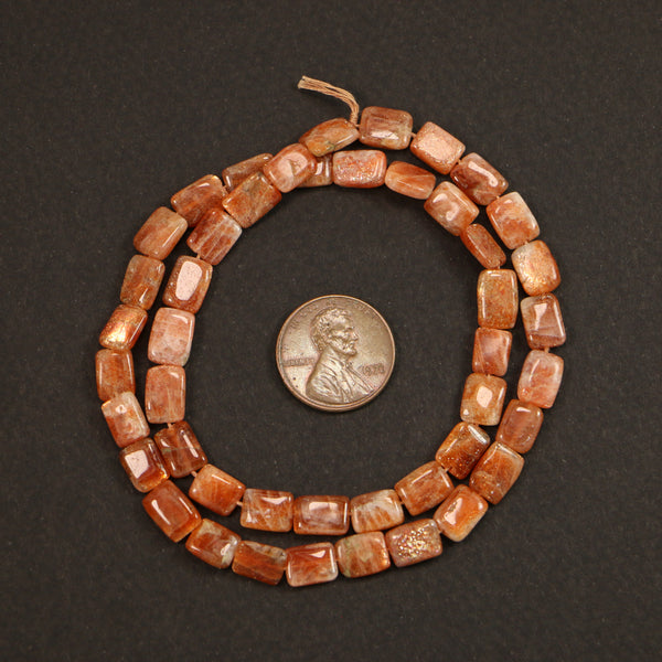 Sunstone, Rectangles, 9x6mm with Small Variations on 16-inch Strand