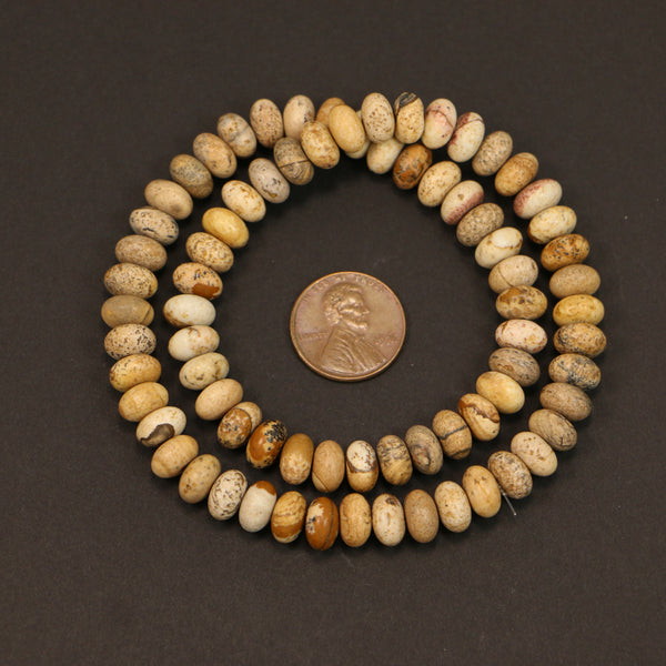 Picture Jasper, Rondelles, 5x8mm on 16-inch Strand