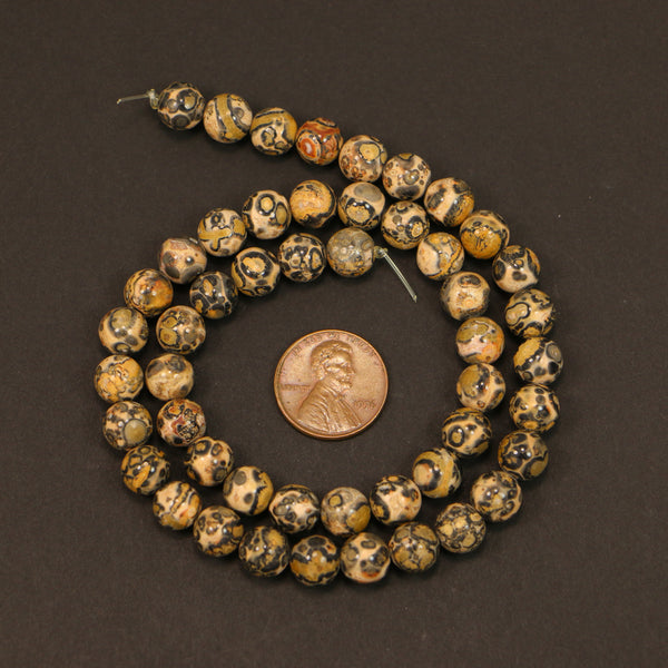 Leopard Jasper, Round, 8mm Beads on 16-inch Strand