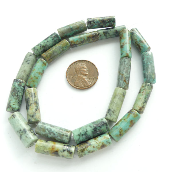 African Turquoise, Cylinders, 18x12mm on 16-inch Strands