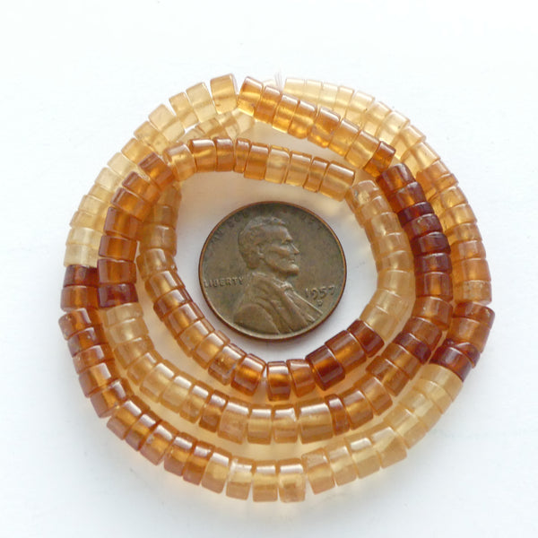 Hessonite, Slices, 3x4mm on 15-inch Strand