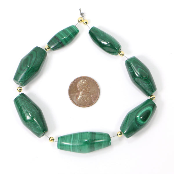 Malachite, Truncated Ovals, Graduated Sizes 20 to 32mm, Sold as a Set of 7