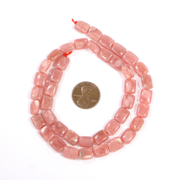 Rhodochrosite, Chicklets 10x8mm Slightly Puffed Rectangles on 16-inch Strands
