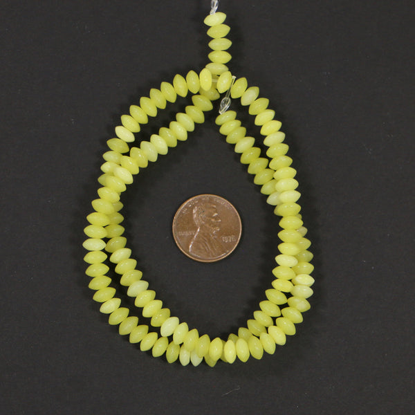 Olive Jade, Rondelles 3x6mm on 16-inch Strands