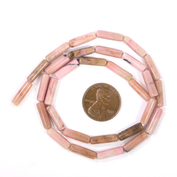 Rhodonite, Tubular Beads, 12mm Long by 4mm Diameter on 16-inch Strand