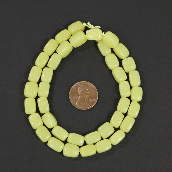 Olive Jade, Short Cylinders 5x6mm on 16-inch Strand