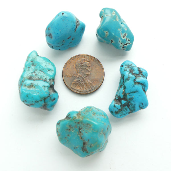 Turquoise, Medium Nuggets from 15-22mm long,  No Holes, Sold as a 0.7 ounce Lot