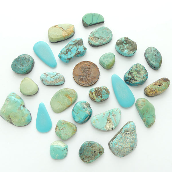 Turquoise, Cabochons, Various Sizes 10x12mm to 16x24mm, Sold as a 1.3 ounce Lot