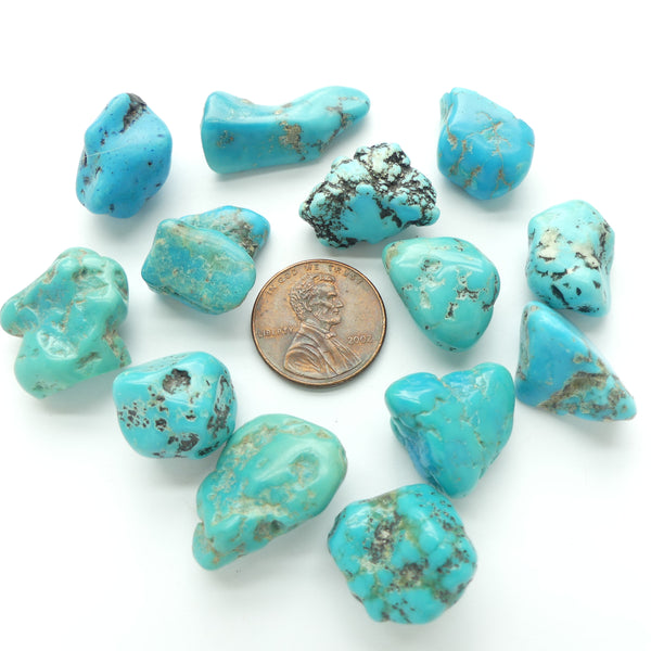 Turquoise, Medium Nuggets About 15x15mm, Without Holes, Sold as Lot of 1.4 ounces