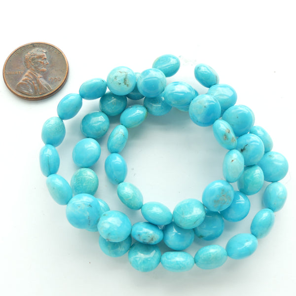 Turquoise, Vintage American Turquoise, Small Puffy Coins, 8mm Diameter, on 15.5- inch Strand