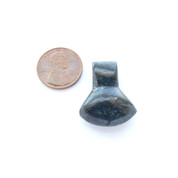 Guatemalan Jade, Axe Blade Pendant, Small, Dark Green, 26mm Tall