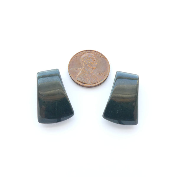 Guatemalan Jade, Axe Blade Pendants, Dark Green Pair, 22x14mm