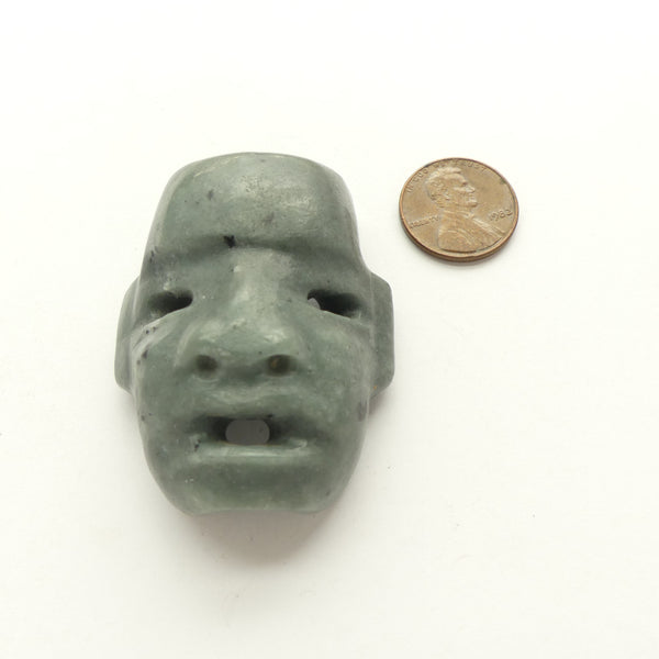 Jade, Guatemalan Vintage Face Pendant, 40x50mm