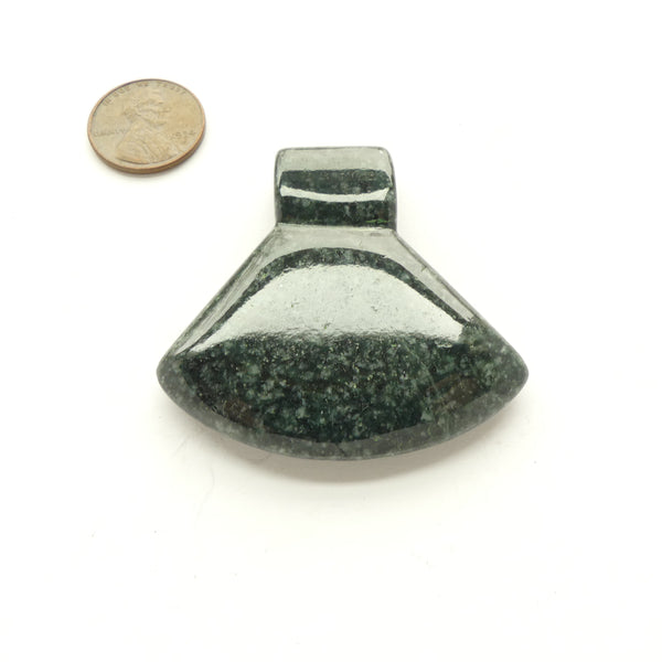 Guatemalan Jade, Large Medium Dark Green Jadeite Axe Blade Pendant, 50x48mm