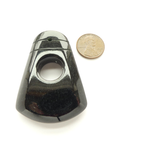 Guatemalan Jade, Naturel Very Dark Green Jadeite Pendant with Window, 48x55mm
