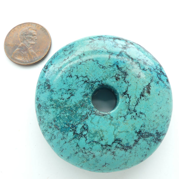 Turquoise, Donut Shape, 50mm Diameter, Bright Turquoise Color with Black Matrix