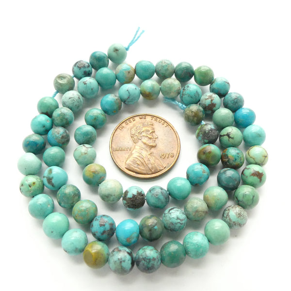 Turquoise, Beads, Round 5.5mm on 16-inch Strands