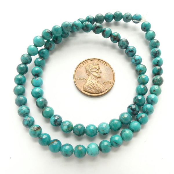 Turquoise, Beads, Round 5mm on 16-inch Strands