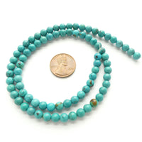 Turquoise, Beads, Round Natural 5mm on 16-inch Strands