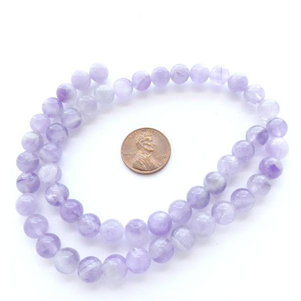 Amethyst Round, 8mm Light Cape Amethyst Beads on 16-inch Strand