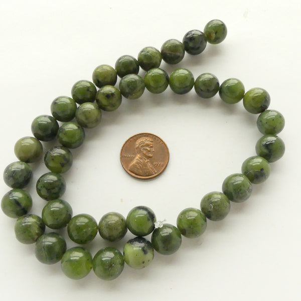 Jade (Nephrite), Round 10mm Beads, Lighter, on 16-inch Strands