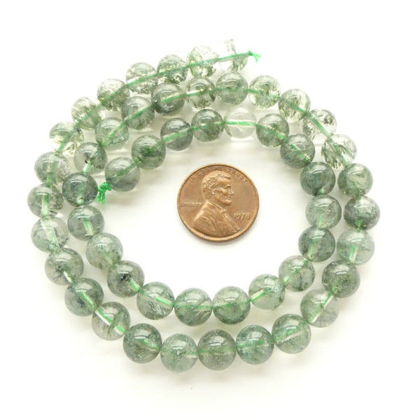 Green Phantom Quartz, Round 6mm Beads on 16-inch strands
