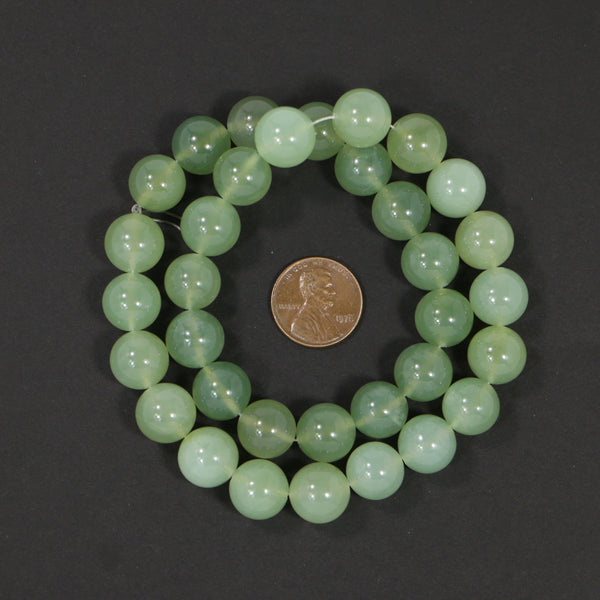 New Jade, Round 12mm Beads on 16-inch Strands