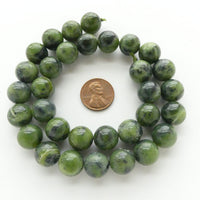 Jade (Nephrite), Round 12mm Beads, on 16-inch Strands
