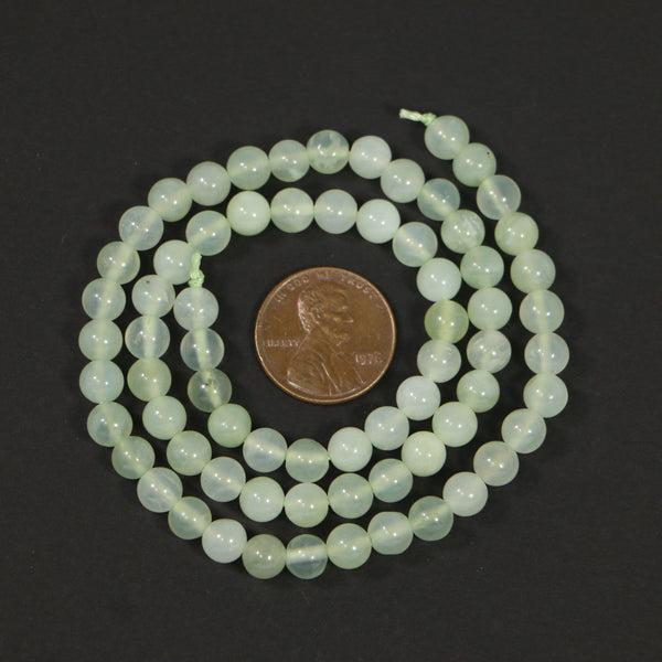 New Jade, Round, 5mm Light Green on 16-inch Strands